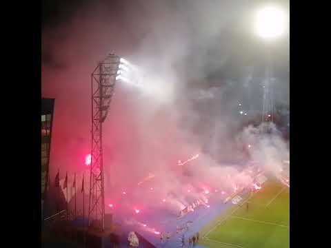 Prva HNL 🇭🇷 Dinamo Zagreb vs Hajduk Split. Bad Blue Boys burn their own banner during the pyroshow.