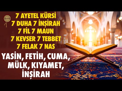 Yasin Fetih Cuma Mülk Kıyamet İnşirah 7 Ayetel Kürsi Duha İnşirah Fil Maun Kevser Tebbet Felak Nas