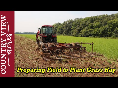 Disc Harrowing Field, Preparing it to plant with Grass Hay