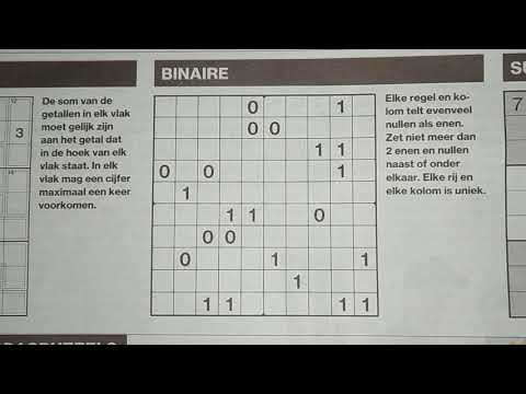 An outstanding Binary Sudoku puzzle (with a PDF file) 6-26-2019 part 1 of 3