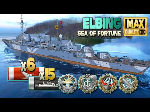 Destroyer Elbing: 256k on map Sea of Fortune - World of Warships