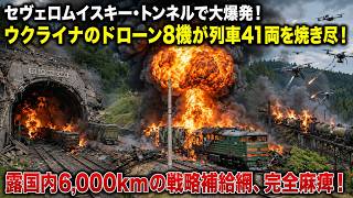セヴェロムイスキー・トンネルで大爆発！ウクライナのドローン8機が列車41両を焼き尽！露国内6,000kmの戦略補給網、完全麻痺！