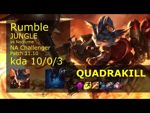 Rumble Jungle vs Nocturne - NA Challenger 10/0/3 Patch 11.10 Gameplay