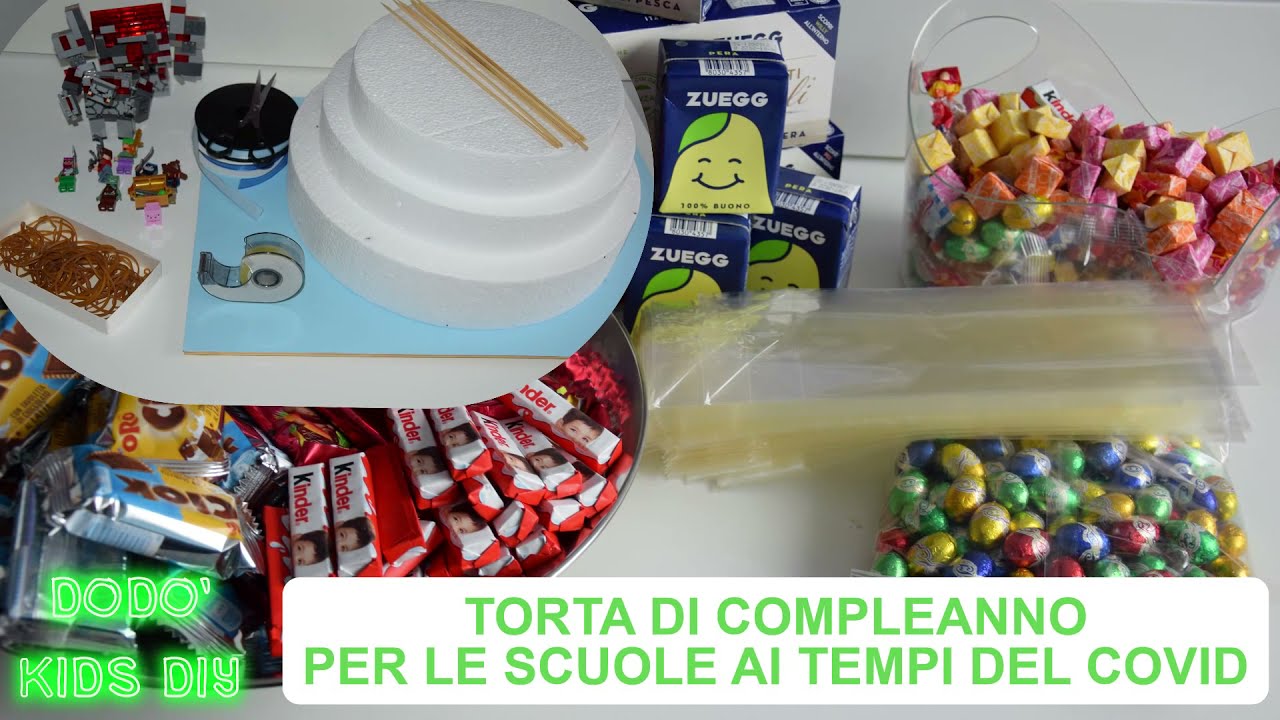 TORTA DI COMPLEANNO IN PERIODO COVID FAI DA TE. BIRTHDAY CAKE OF SWEETS FOR SCHOOL. TORT DE DULCIURI