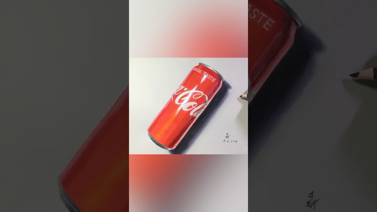 Realistic draw a can of Coca Cola! #drawing #realistic #shorts