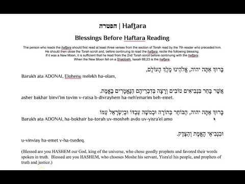 Haftarah Blessing Before the Reading