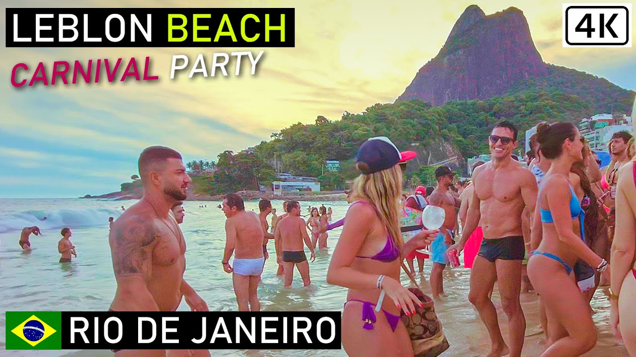 Карнавал в Рио-де-Жанейро Пляжная вечеринка в Леблоне Прогулка по пляжу Леблон Бразилия 2021