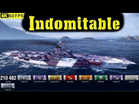 World of Warships Indomitable Replay - 3 Kills 210.5K DMG(Patch 12.8.0)