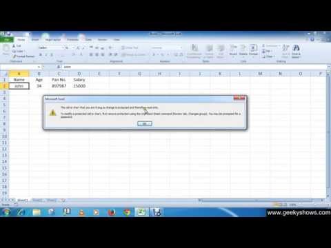 Microsoft Office Excel 2010 Lock or Unlock Cells and Protect Worksheet and Workbook
