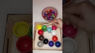 Oddly satisfying Color sorting wooden balls 👌