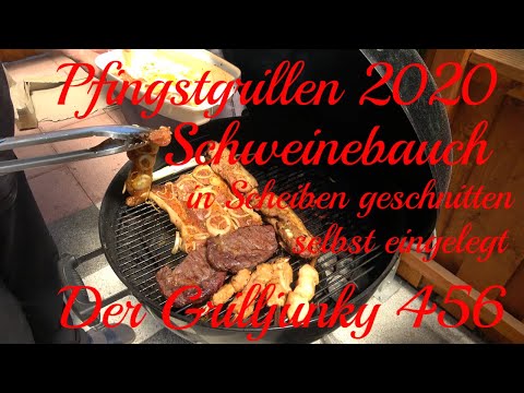 Schweinebauch in Scheiben geschnitten selbst eingelegt - Pfingstgrillen 2020 - Der Grilljunky 456