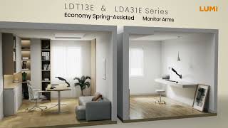 ECONOMY SPRING-ASSISTED MONITOR ARMS | LDT13E & LDA31E Series | LUMI
