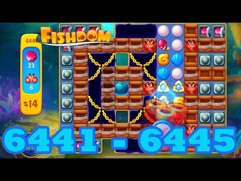 Fishdom Level 6441 - 6445 HD Walkthrough | 3 match puzzle | gameplay | android | 6442 | 6443 | 6444
