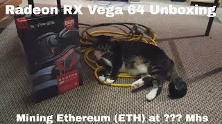 Radeon RX Vega 64 Unboxing and Crypto Mining Ethereum (ETH) at ??? Mhs