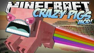 Minecraft | CRAZY PIGS MOD! (Rainbow Pigs, Superpowers, Trail Mix & More!) | Mod Showcase
