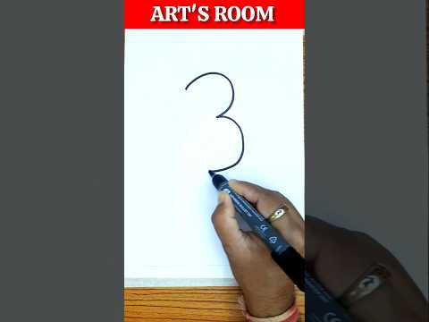Easy Drawing with Number 3 | Cute Elephant Drawing for Beginners 🎨🐘 #shorts
