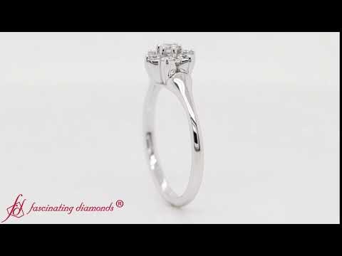 Cluster Flower Diamond Engagement Ring In 14K White Gold-FD8608NJ