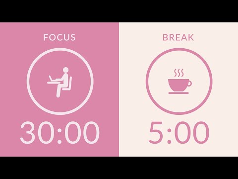 30/5 Pomodoro Timer with Pink Noise 🎧 4-Hour Study with Me for Deep Focus & ADHD ✨