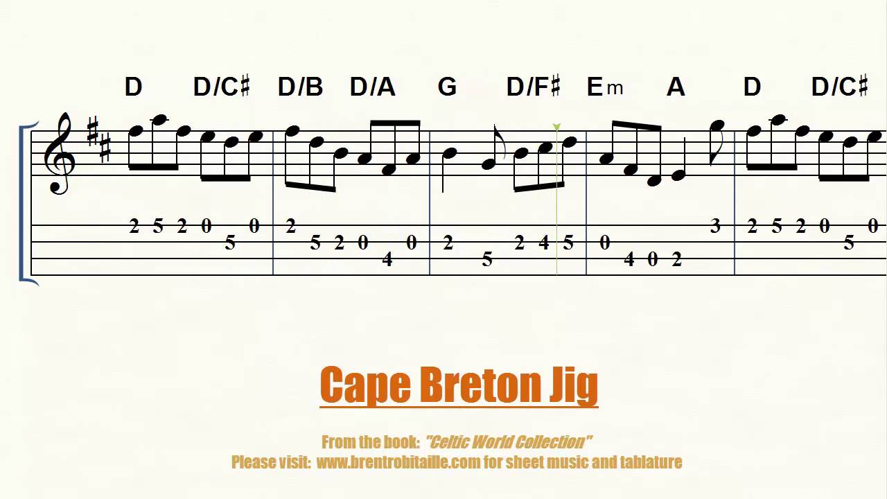 Cape Breton Jig - Sheet Music and Tablature - Mandolin
