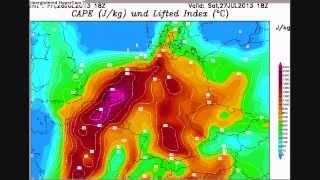 preview picture of video 'Waarschuwing Noodweer 27 juli 2013 (Estofex level 3) | Warning Severe Weather 27th July 2013'