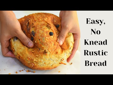 Easy No Knead Bread Recipe | Dutch Oven Bread | No Knead Cranberry Walnut Bread Recipe