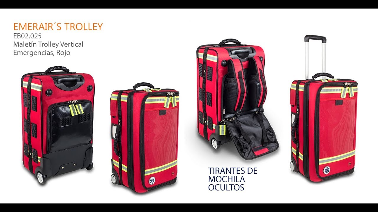 Vidéo Sac de secours et oxygénothérapie avec roulettes 64x34x33cm