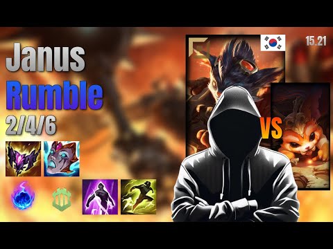 Janus Top Rumble vs Gnar lol KR solo rank Full Game 15.21 | 야누스 럼블 vs 나르