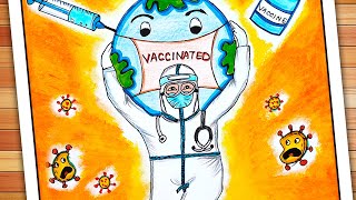 National Vaccination Day Drawing | National Vaccination Day Poster | Corona Awareness Drawing