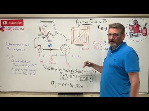 Statics: Lesson 34 - Tipping Problem, Reactions in 2D