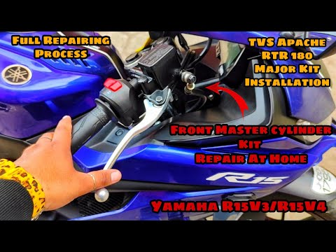 Front Master Cylinder Repairing At Home| YAMAHA R15V3/R15V4| TVS Apache Major Kit Fitting In R15|DIY