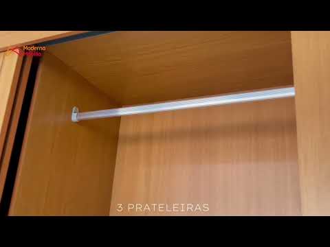 Video thumbnail of Guarda Roupa Casal Connor 100 MDF 3 Portas de Correr Moderna Mobília