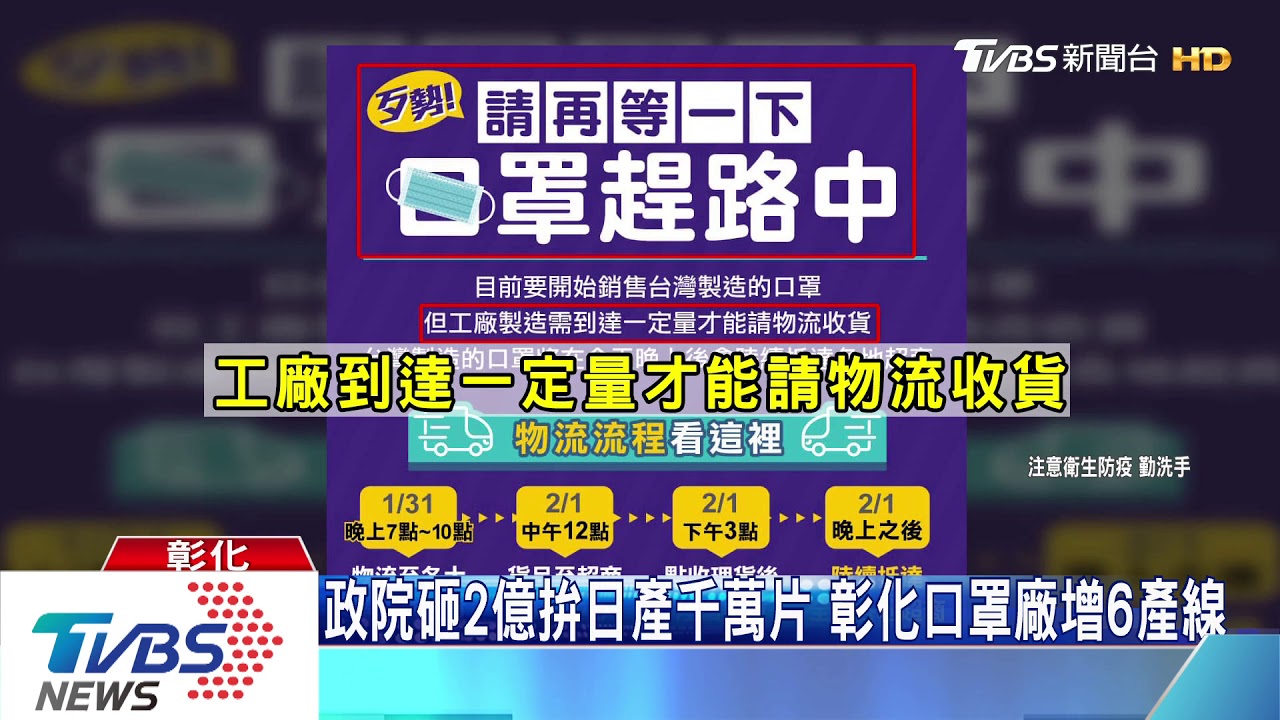 政院砸2億拚日產千萬片 彰化口罩廠增6產線