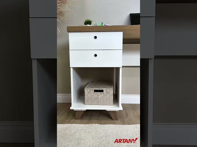 Mesa Escrivaninha Sky 2 Gavetas 1 Nicho Olmo/Branco - Artany