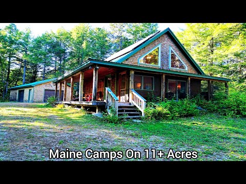 Maine Camps On 11+ Acres | ME Real Estate | Maine Waterfront Property | BnB Cabins | Weir Pond