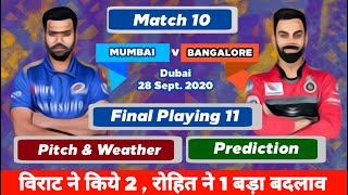 IPL 2020 - RCB vs MI Playing 11 , Preview & Prediction | 10th Match | MY Cricket Production