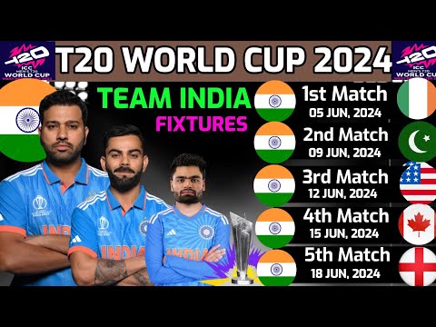 T20 World Cup 2024 India Schedule | Team India All Matche Full Schedule |Ind Schedule World Cup 2024