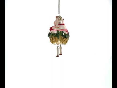Jubilant Pig Dancing in a Bra - Blown Glass Christmas Ornament (CC-0236)