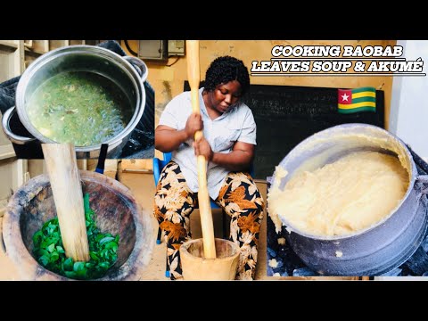 COOKING TOGOLESE AUTHENTIC TRADITIONAL DISH KODOYO DESSI BAOBAB LEAVES SOUP &AKUMÉ/AKPE #foodie