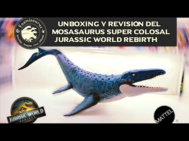 Vídeo relacionado con Mattel Jurassic World Rebirth Mosasaurus - Juego de Lujo con 7 características interactivas, 7 Efectos de Sonido y 6 microfiguras, se pliega para Transportar y almacenar
