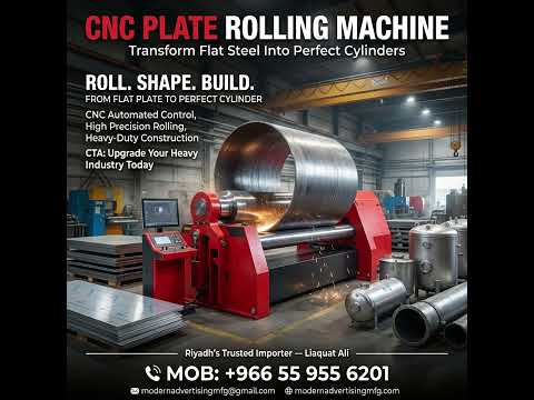 CNC Plate Rolling Machine | Transform Flat Steel Into Perfect Cylinders with CNC Precision!