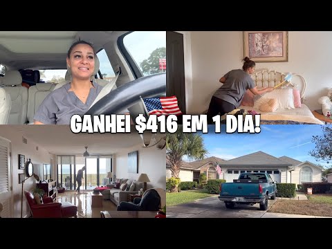 FAXINA NOS EUA: LIMPEI 2 CASAS + 1 APTO E GANHEI $416!