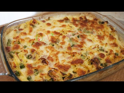TIMBALLO DI TAGLIATELLE CON BESCIAMELLA PISELLI E PROSCIUTTO - Buono Facile Veloce