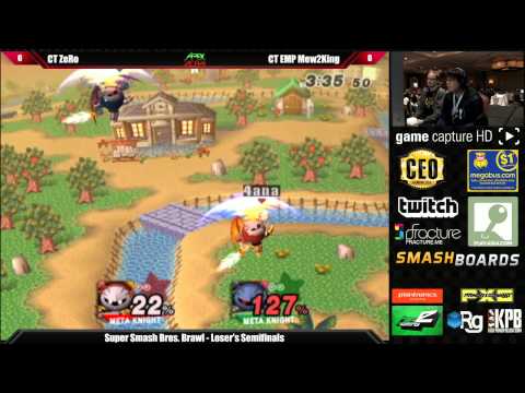 Super Smash Bros Brawl Top 8 CT ZeRo vs CT EMP Mew2King - Apex 2014 Tournament