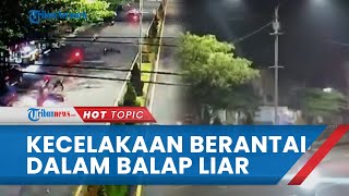 Video Detik-detik Kecelakaan Beruntun saat Ajang Balap Liar di Jember, Motor Jadi Bahan Amukan Warga