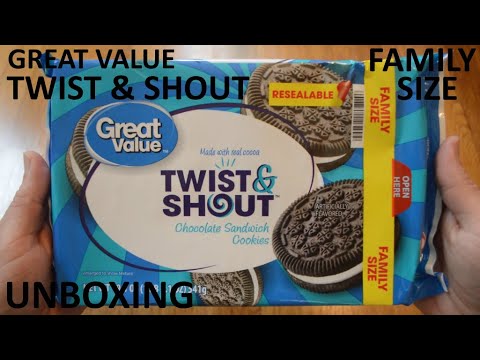 Unboxing Great Value Twist & Shout Chocolate Sandwich Cookies Family Size