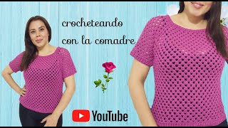 Tutorial Blusa Basica a Crochet (Principiantes) Facil y Rapido canesú punto granny ✨💖💋