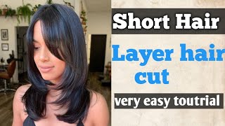Short hair m. layer hair cut Hindi m full step by step very easy