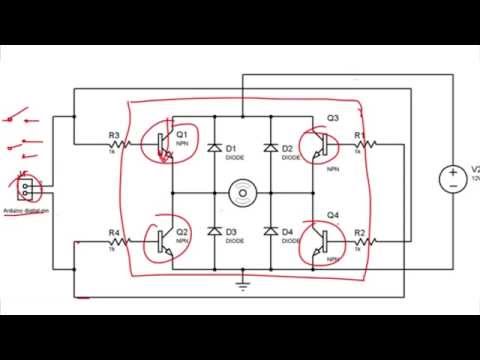 Explicación PUENTE H - Funcionamiento - Inversión de giro con transistores.