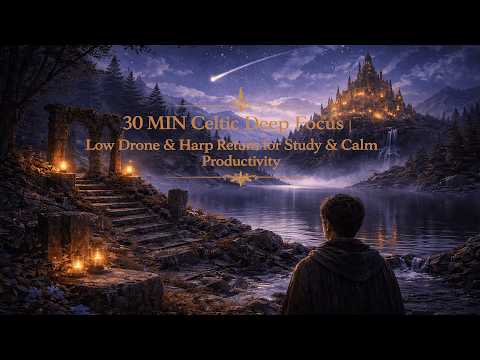 30 MIN Celtic Deep Focus | Low Drone & Harp Return for Study & Calm Productivity