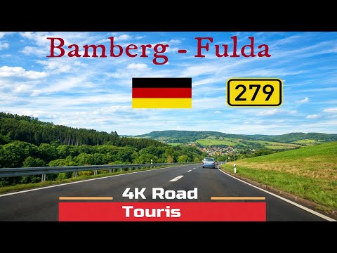 Driving in Germany from Bamberg to Fulda through villages